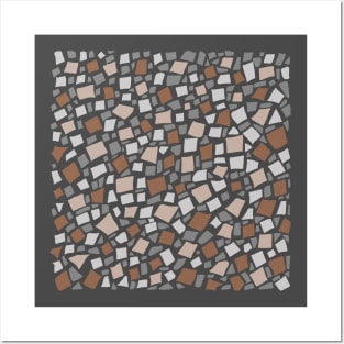 Broken Tiles Mosaic Pattern Brown Color Background GC-120-3 Posters and Art